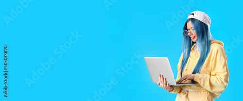 Cool young woman with long ...