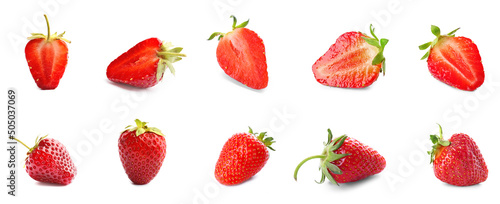 Fototapeta Naklejka Na Ścianę i Meble -  Set of sweet strawberry isolated on white