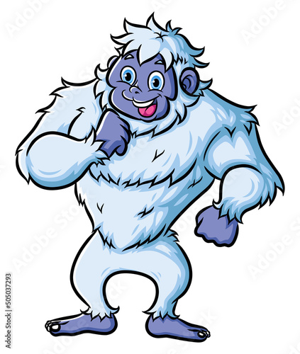 The happy yeti is dancing and feeling chill
