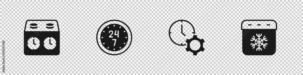 Obraz premium Set Time chess clock, Clock 24 hours, management and Calendar winter icon. Vector