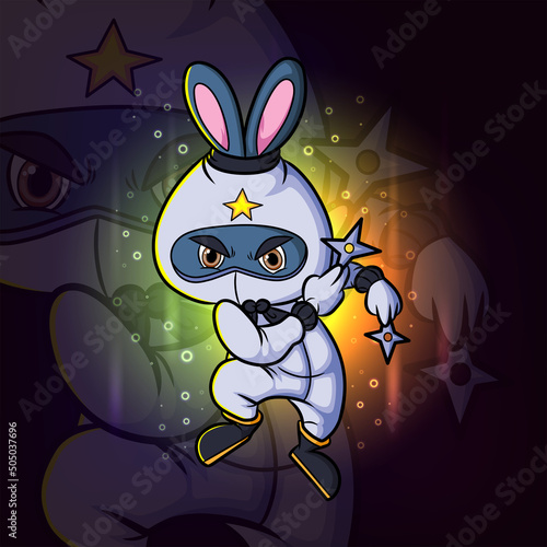 The ninja rabbit with the shuriken esport mascot design logo