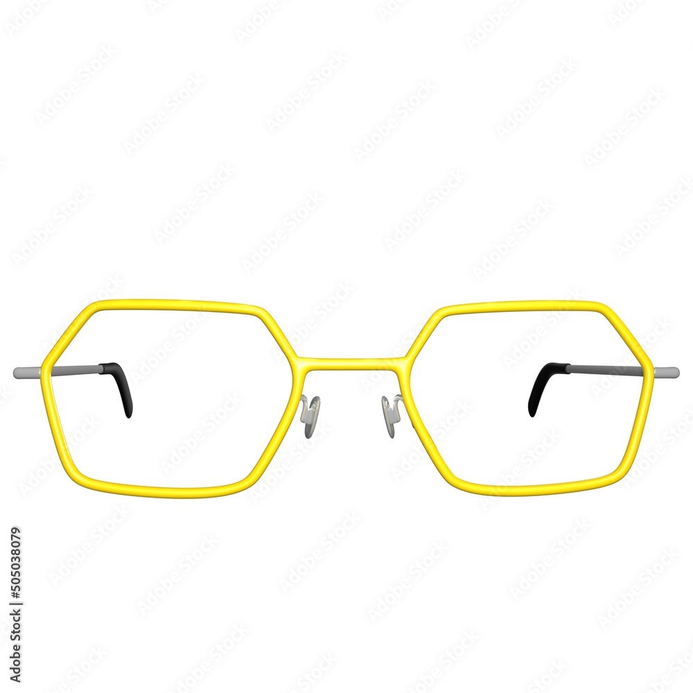 Hexagon glasses with yellow frames Hexagon glasses with yellow frames