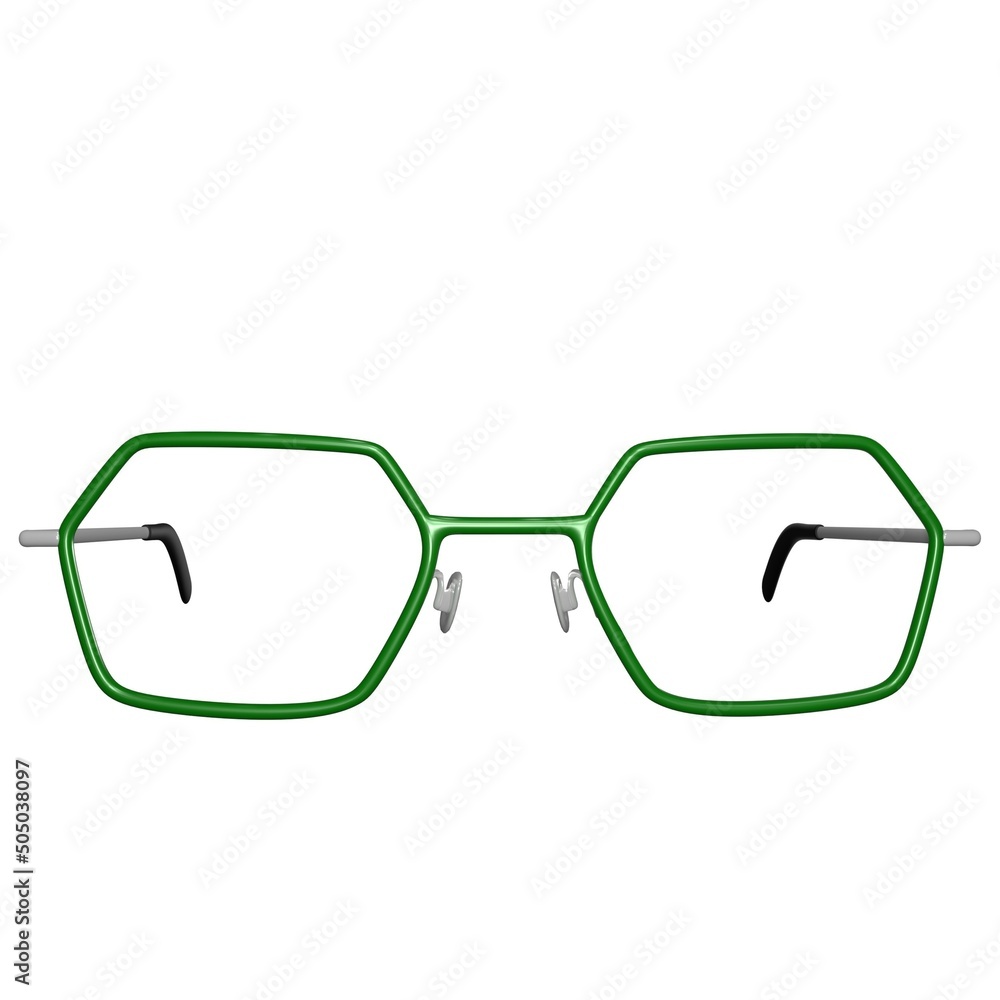 Hexagon glasses with green frames Hexagon glasses with green frames
