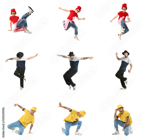 Set of hip-hop dancers on w...