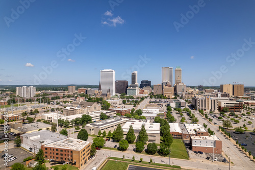 Tulsa Oklahoma Downtown Skyline Blue Sky Aerial View