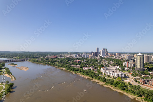 Tulsa Oklahoma Downtown Skyline Route 66 Arkansas River Blue Sky © Hove Photography