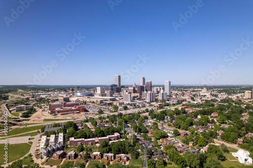Downtown Tulsa Oklahoma Aerial View With Trees and Neighborhood