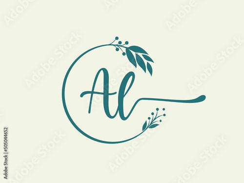 luxury signature initial Al logo design. Handwriting vector logo design illustration image