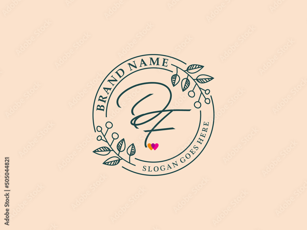 Letter D F isolated flourishes emblem logo design vector Letter D F isolated flourishes emblem logo design vector
