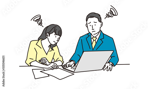 打ち合わせで困るビジネスパーソン	
