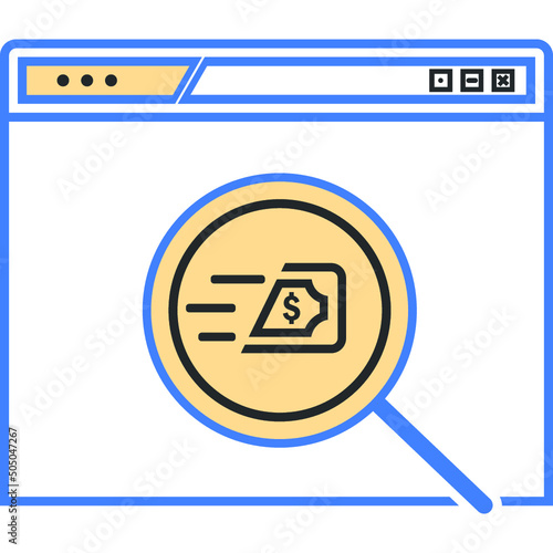 Browser, dollar, signs icon