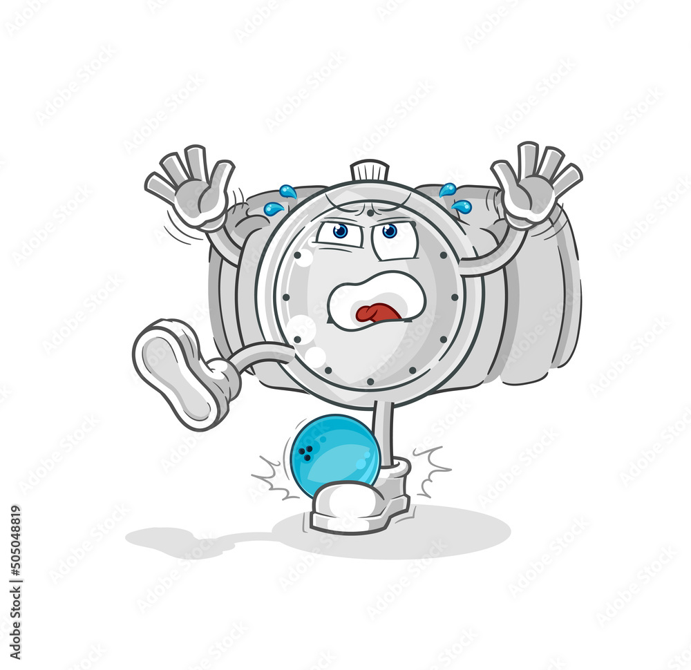 wristwatch hiten by bowling cartoon. cartoon mascot vector wristwatch hiten by bowling cartoon. cartoon mascot vector
