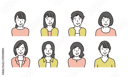 笑顔な中年女性のアイコン	