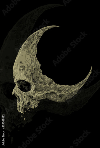 Head skull moon artwork illustration