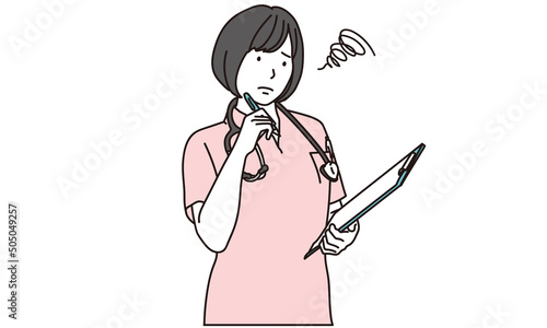 困る女性看護師	