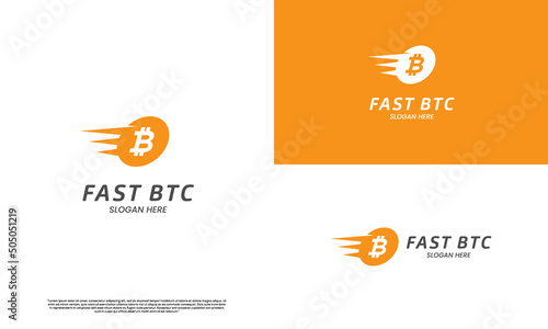 fast bitcoin logo design icon template, speed bitcoin logo, run bitcoin logo