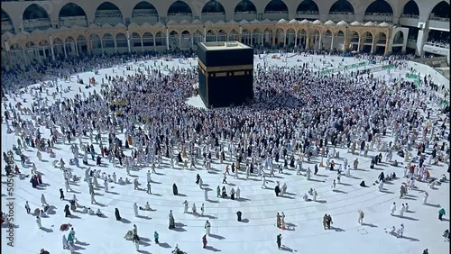 Prayer and Towaf  circumambulation-of muslims Around AL kaabah in macca Saudi-27 April 2018