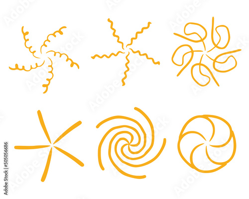 Yellow star doodle illustration isolated on white background