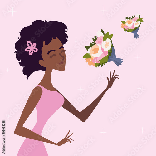 afro woman bridesmaid