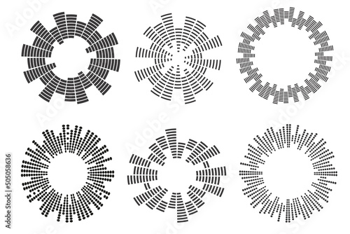 Abstract circular equalizer. Eq round audio soundwaves. Graphic equalizer. Frame. Vector illustration photo