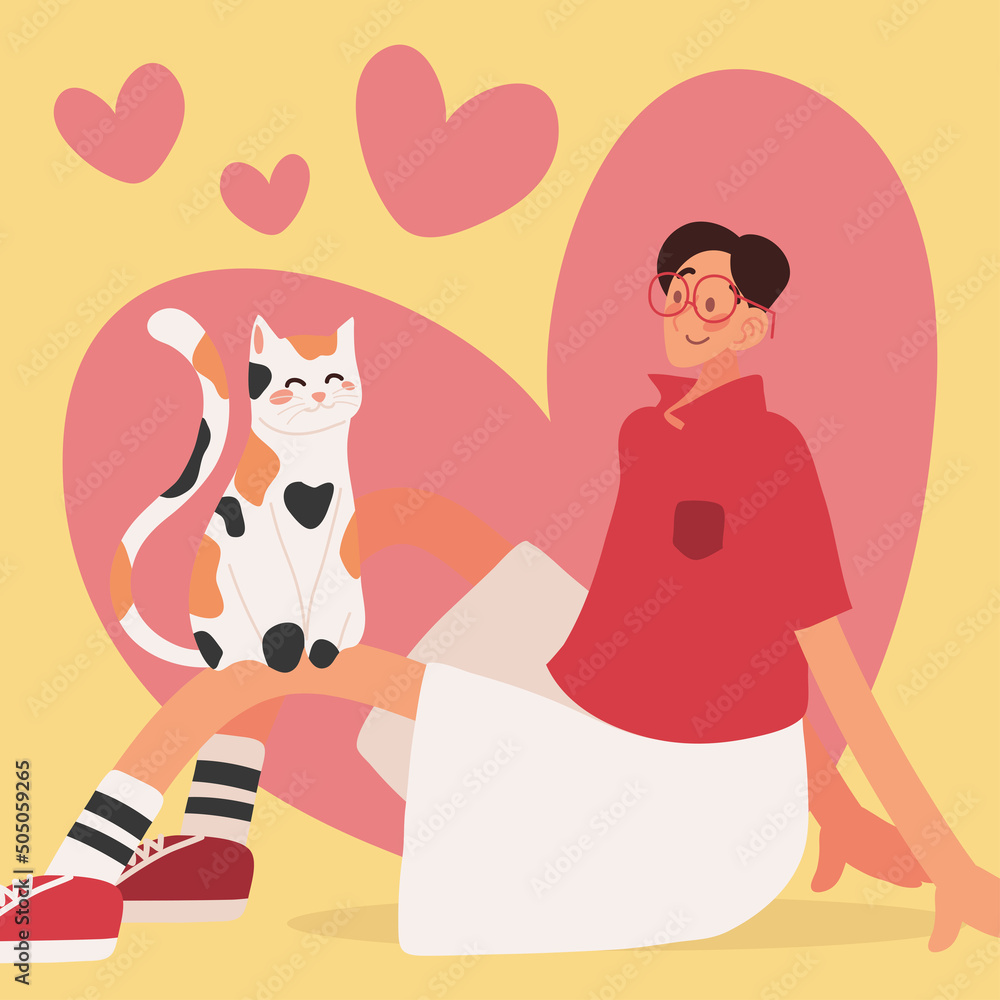 character with his cat character with his cat