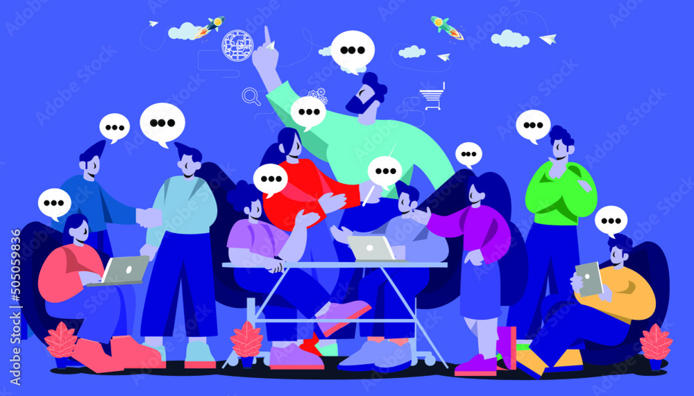 Naklejka premium meeting online contact communicate people group,concept illustration.design idea and concept think creativity