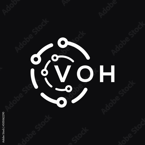 VOH technology letter logo design on black  background. VOH creative initials technology letter logo concept. VOH technology letter design. photo