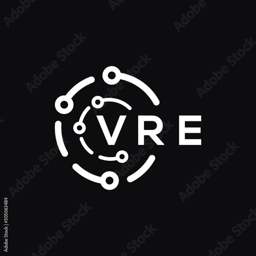VRE technology letter logo design on white  background. VRE creative initials technology letter logo concept. VRE technology letter design.
 photo