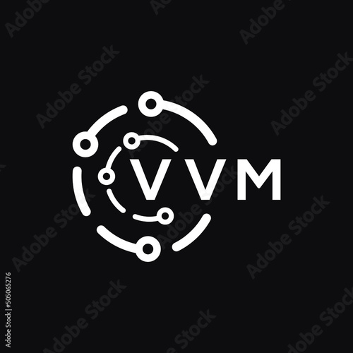 VVM technology letter logo design on black  background. VVM creative initials technology letter logo concept. VVM technology letter design.
 photo