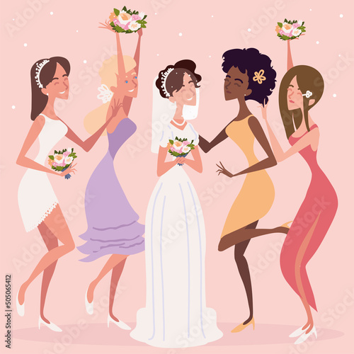 bride and bridesmaids