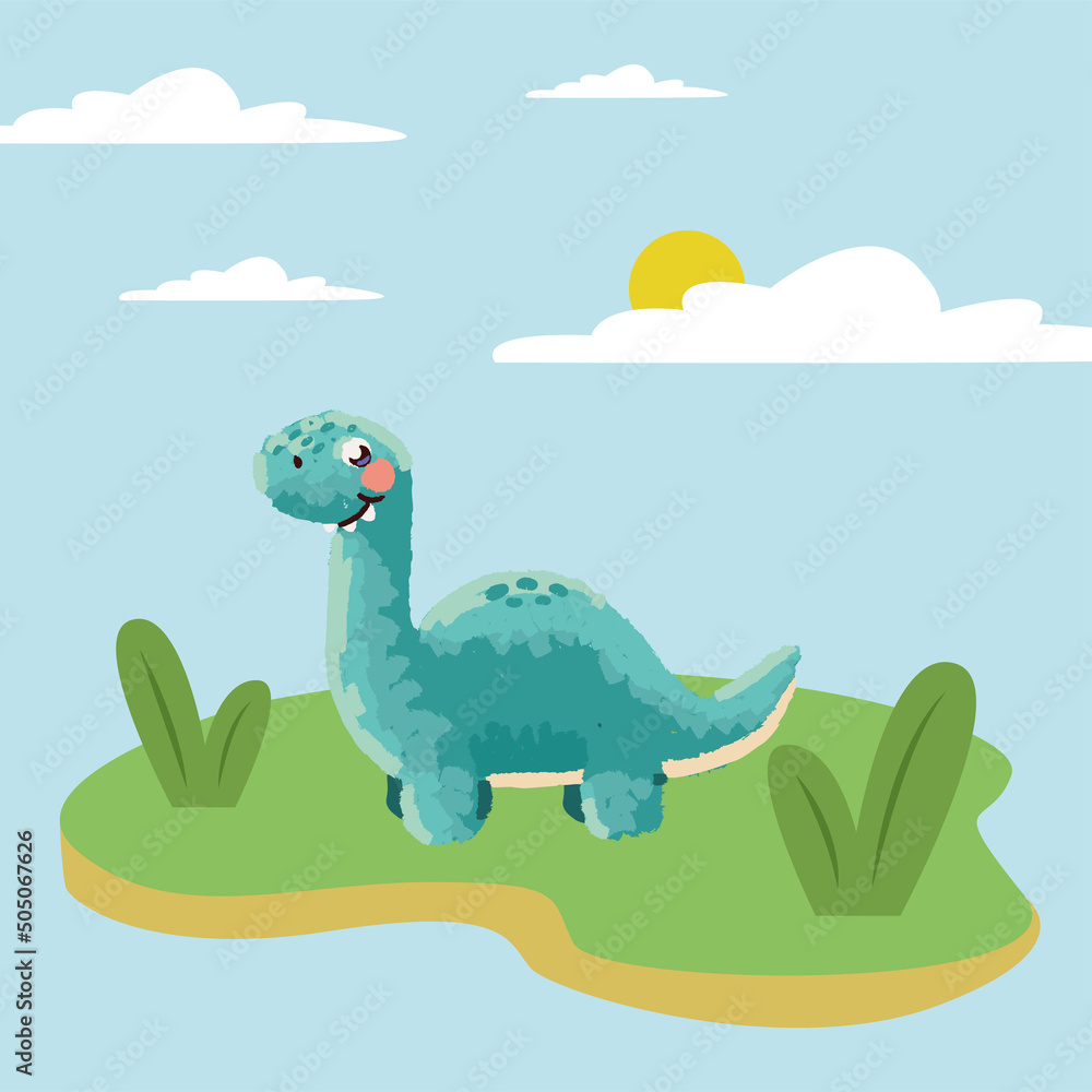 cute dinosaur in the field cute dinosaur in the field