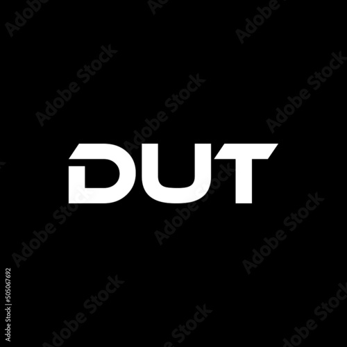 DUT letter logo design with black background in illustrator, vector logo modern alphabet font overlap style. calligraphy designs for logo, Poster, Invitation, etc. photo
