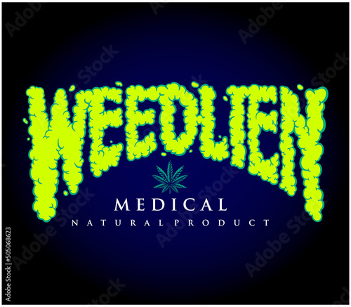 Weed alien word lettering typography Vector illustrations for your work Logo, mascot merchandise t-shirt, stickers and Label designs, poster, greeting cards advertising business company or brands.