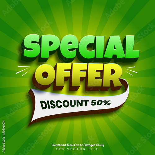 Special offer banner editable text effect