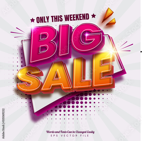 Big sale banner editable text effect