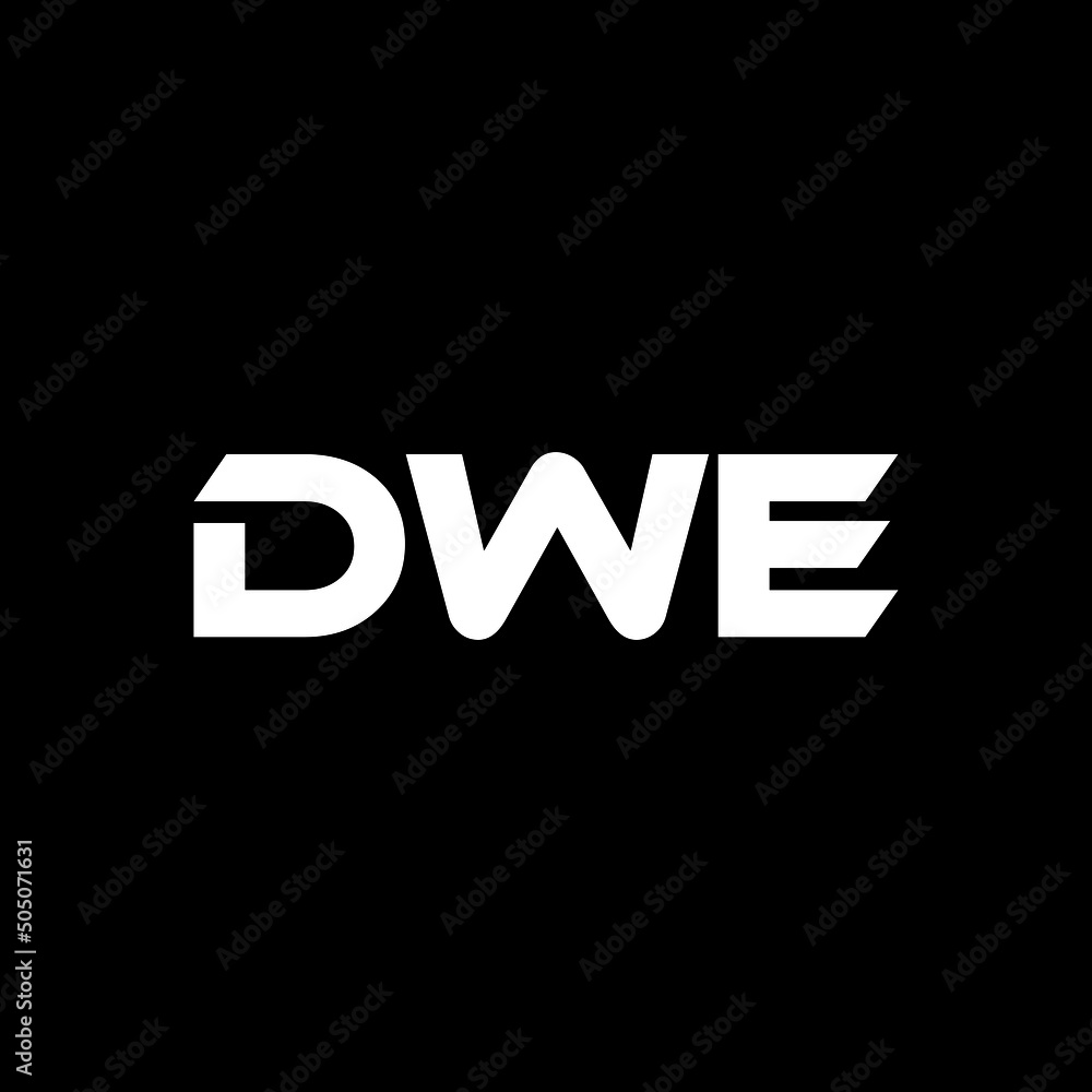DWE letter logo design with black background in illustrator, vector logo modern alphabet font overlap style. calligraphy designs for logo, Poster, Invitation, etc.