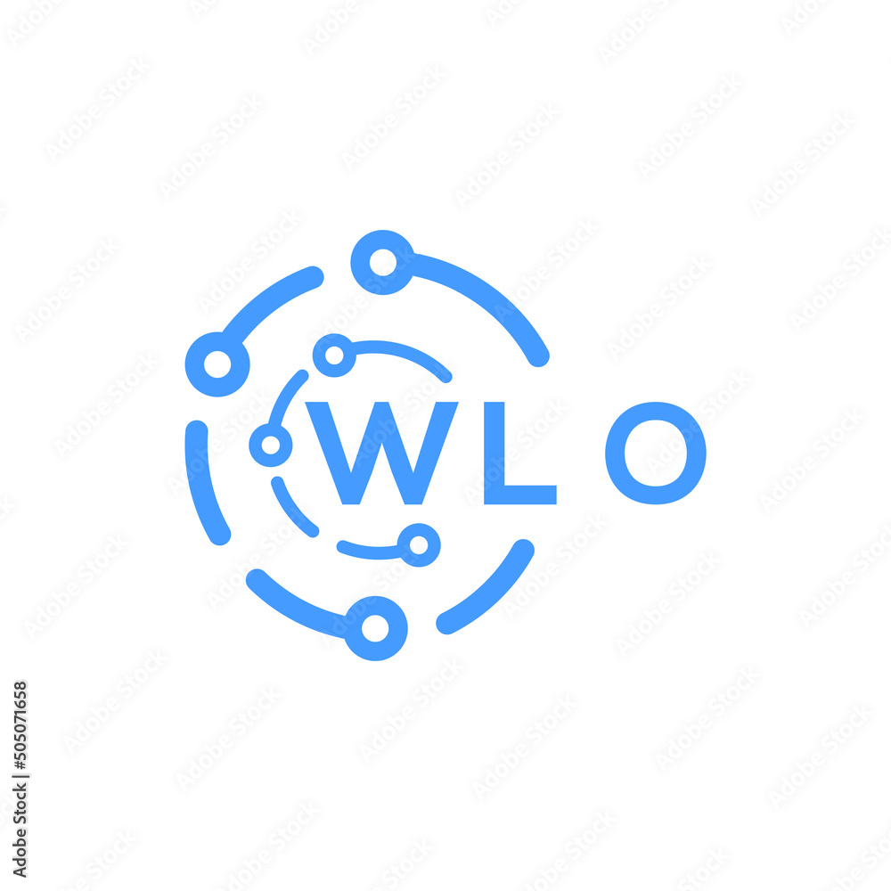 WLO technology letter logo design on white  background. WLO creative initials technology letter logo concept. WLO technology letter design. - obrazy, fototapety, plakaty 