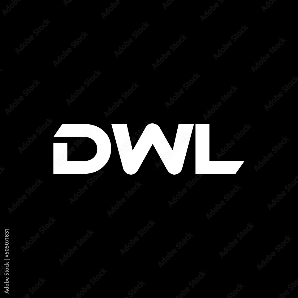 DWL letter logo design with black background in illustrator, vector logo modern alphabet font overlap style. calligraphy designs for logo, Poster, Invitation, etc.