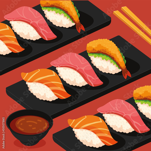 japanese sushi and sauce