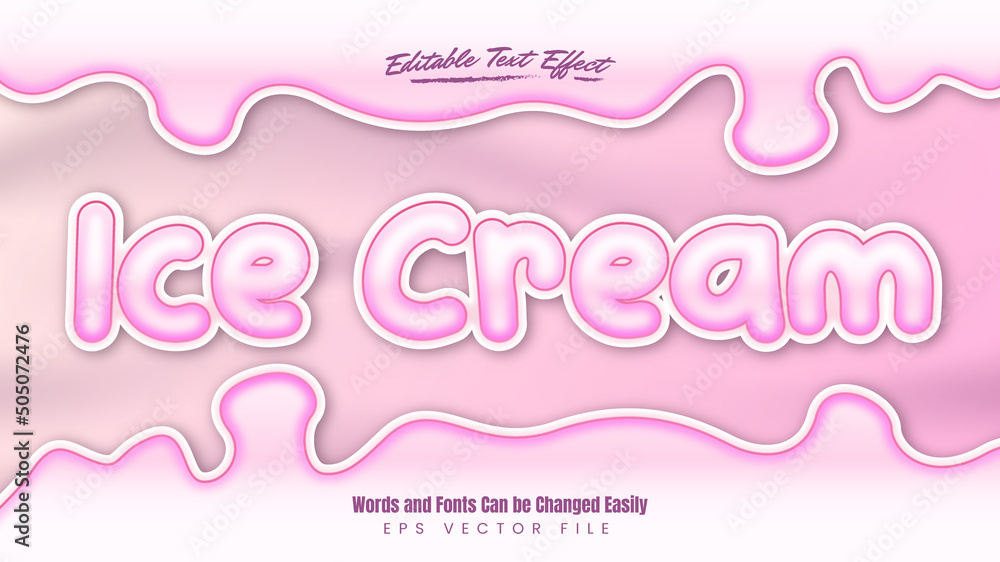 Ice cream pink editable text effect