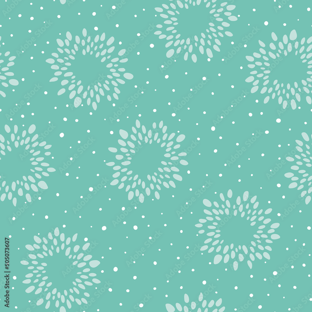 Doodle floral seamless pattern with abstract flowers. Hand drawn vector. Green repeat background for fabric, wrapping or wallpaper. Doodle floral seamless pattern with abstract flowers. Hand drawn vector. Green repeat background for fabric, wrapping or wallpaper.