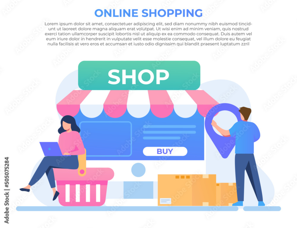 Online Shopping flat illustration concept