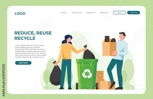 Waste management flat illustration, Recycling illustration concept