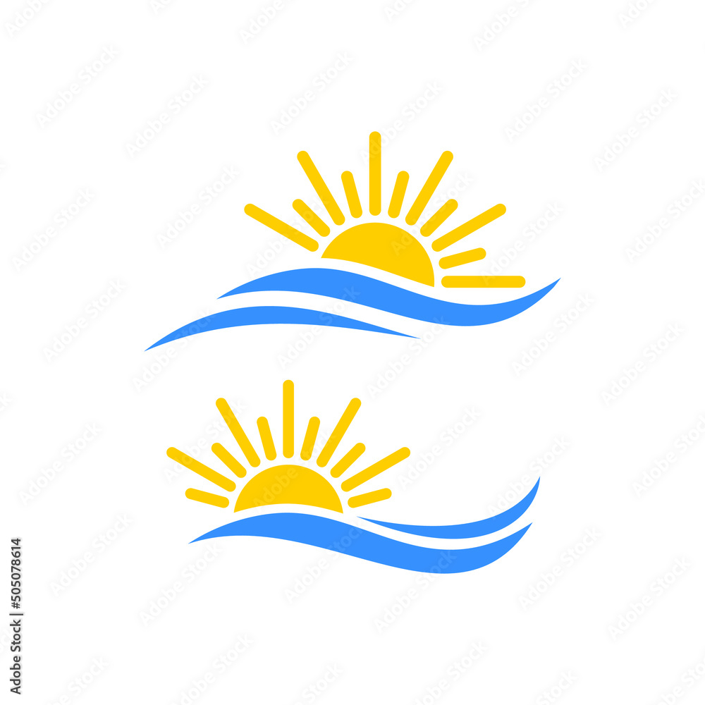 sun and sea vector ctock illustration sun and sea vector ctock illustration