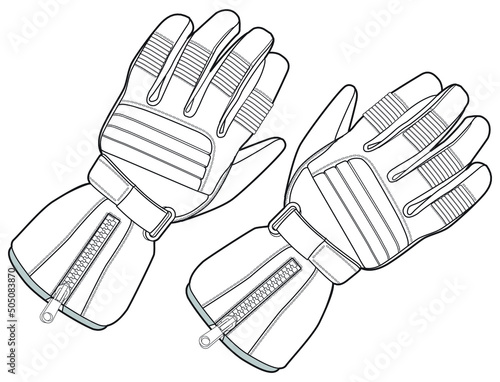 winter gloves vector drawing unisex hand gloves flat sketch