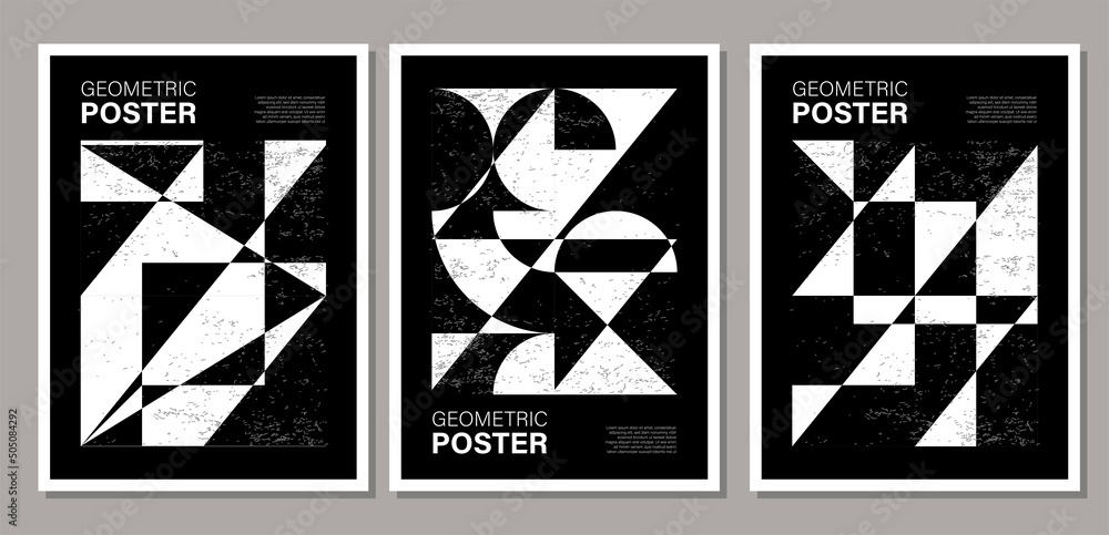 Set of minimal geometric design poster, vector template with primitive shapes Set of minimal geometric design poster, vector template with primitive shapes