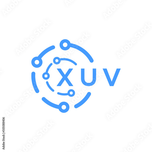XUV technology letter logo design on black  background. XUV creative initials technology letter logo concept. XUV technology letter design. photo