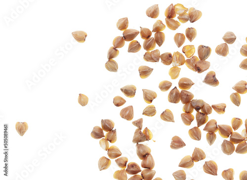 Buckwheat groats isolated on white background.