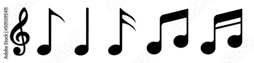 Music notes Vector icon set. note Vector icon. Music illustration collection.