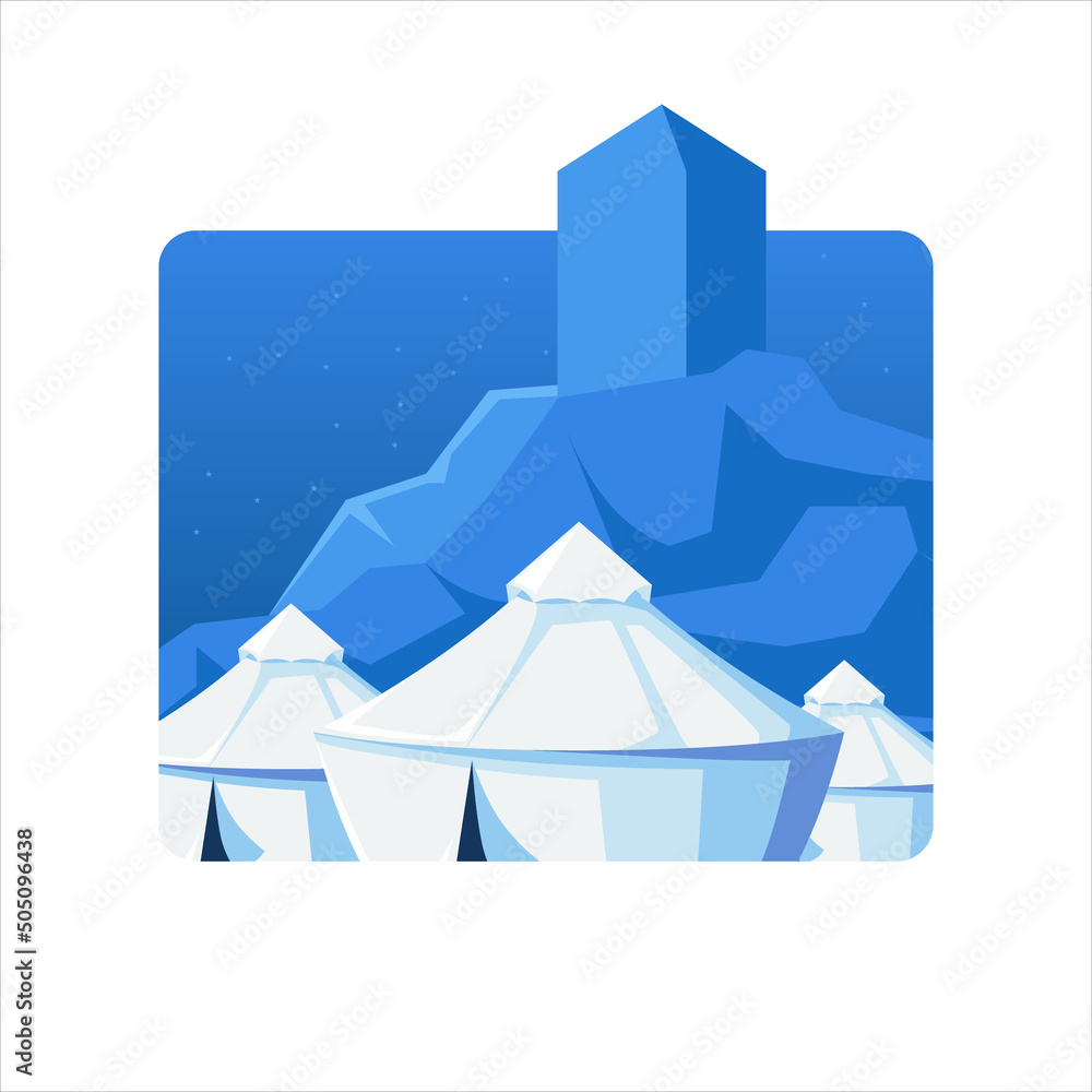 Tent for stay overnight or mabit at mina for hajj pilgrimage islamic religion illustration concept Tent for stay overnight or mabit at mina for hajj pilgrimage islamic religion illustration concept